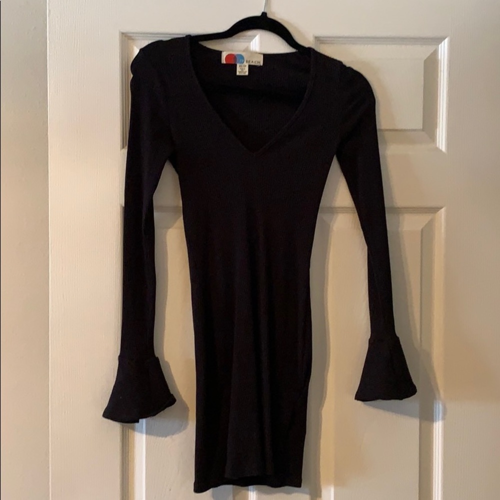 Free People Knit fitted dress, bell sleeve detail